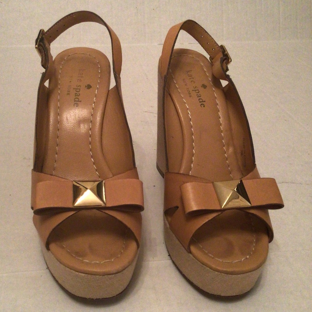 Kate Spade Leather Wedges with Bow Size7M - Picture 2 of 6